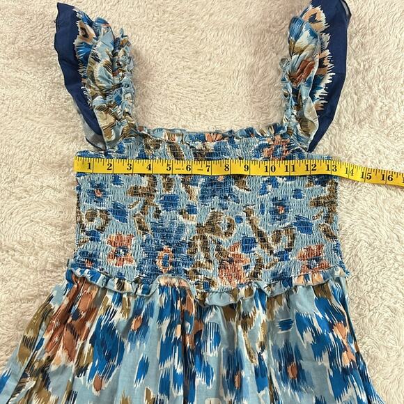 House of Harlow 1960 Zoey blue smocked tiered boho maxi dress, small - Picture 6 of 10